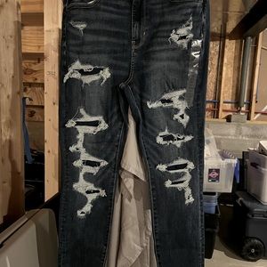 Women’s American Eagle jeans size 12 short, distressed, dark blue